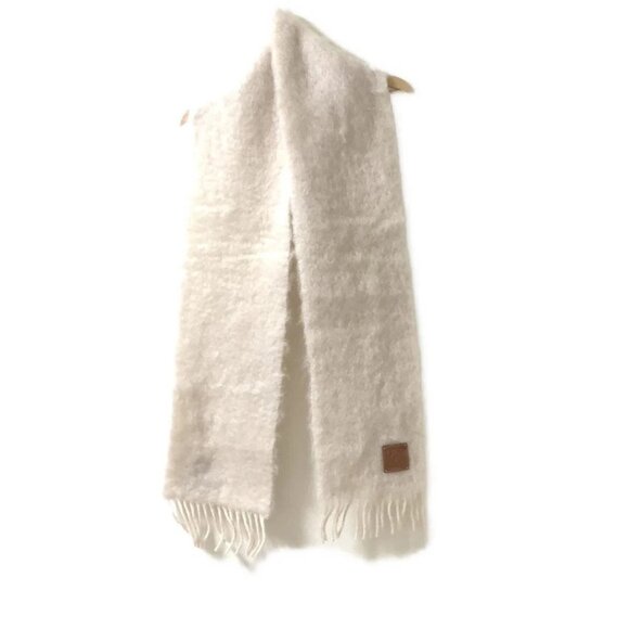 Auth LOEWE - Cream Mohair Wool Nylon Scarf - Picture 1 of 6